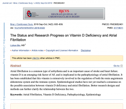 The Status and Research Progress on Vitamin D Deficiency and Atrial Fibrillation - Lizhan Bie - Yancheng, China.